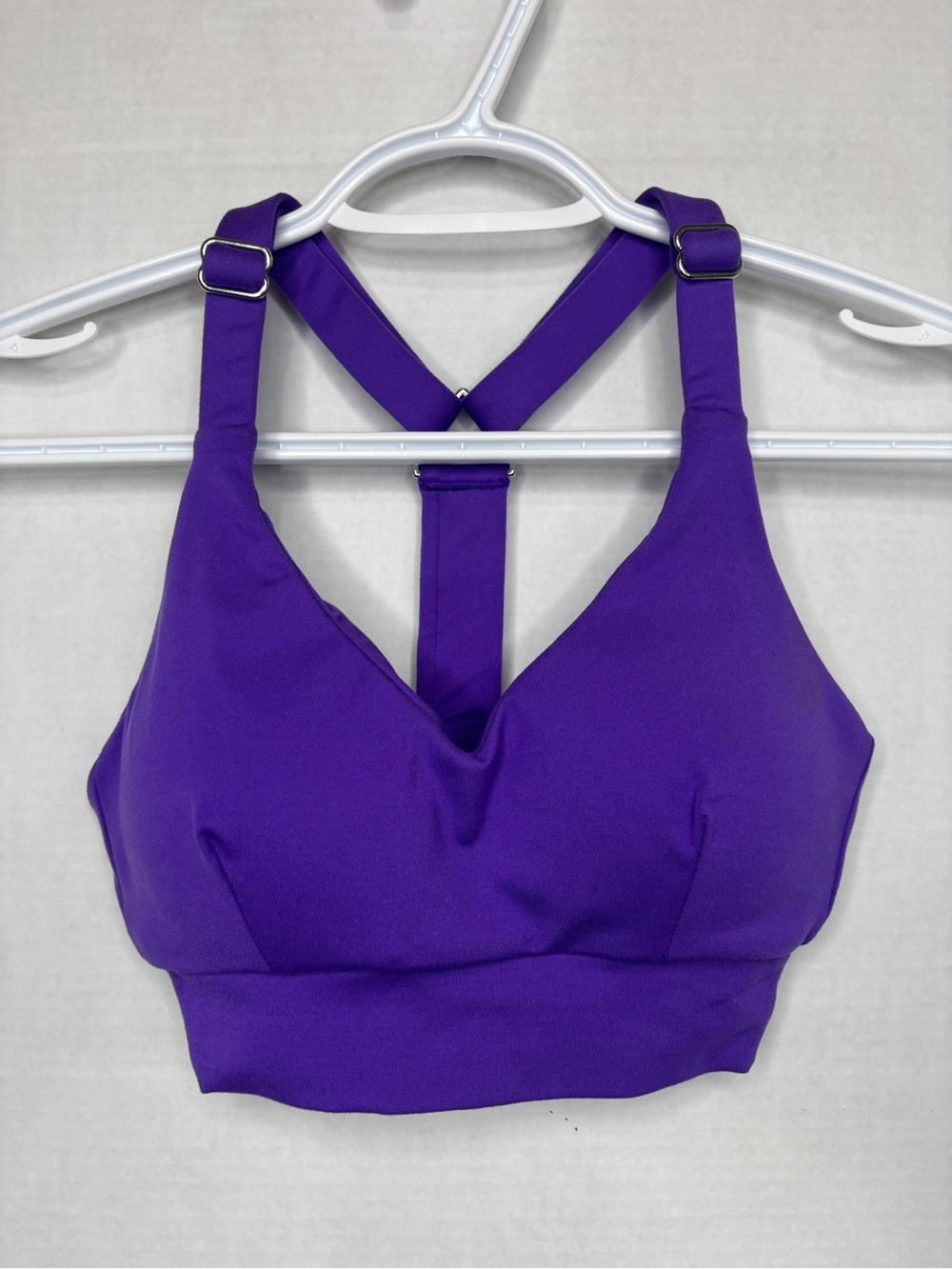 Bombshell Sportswear Purple Adjustable T-Back Sports Bra Colourful Workout Wear